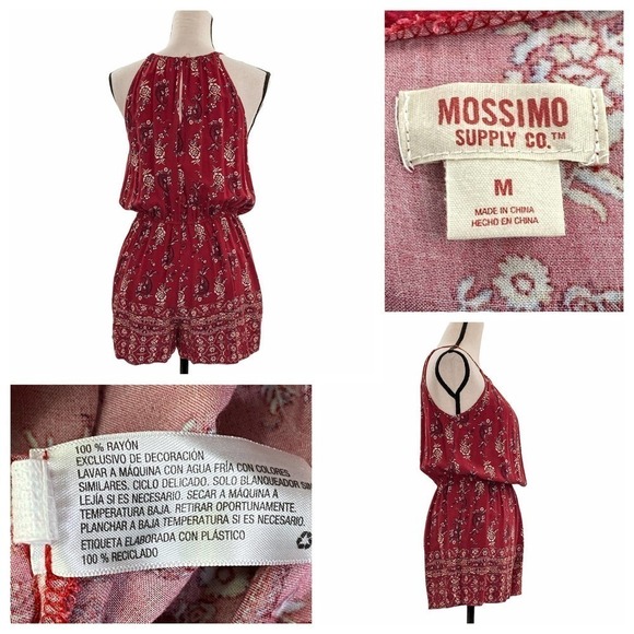 MOSSIMO Supply Co. Red Printed Romper Size Medium - Picture 10 of 12